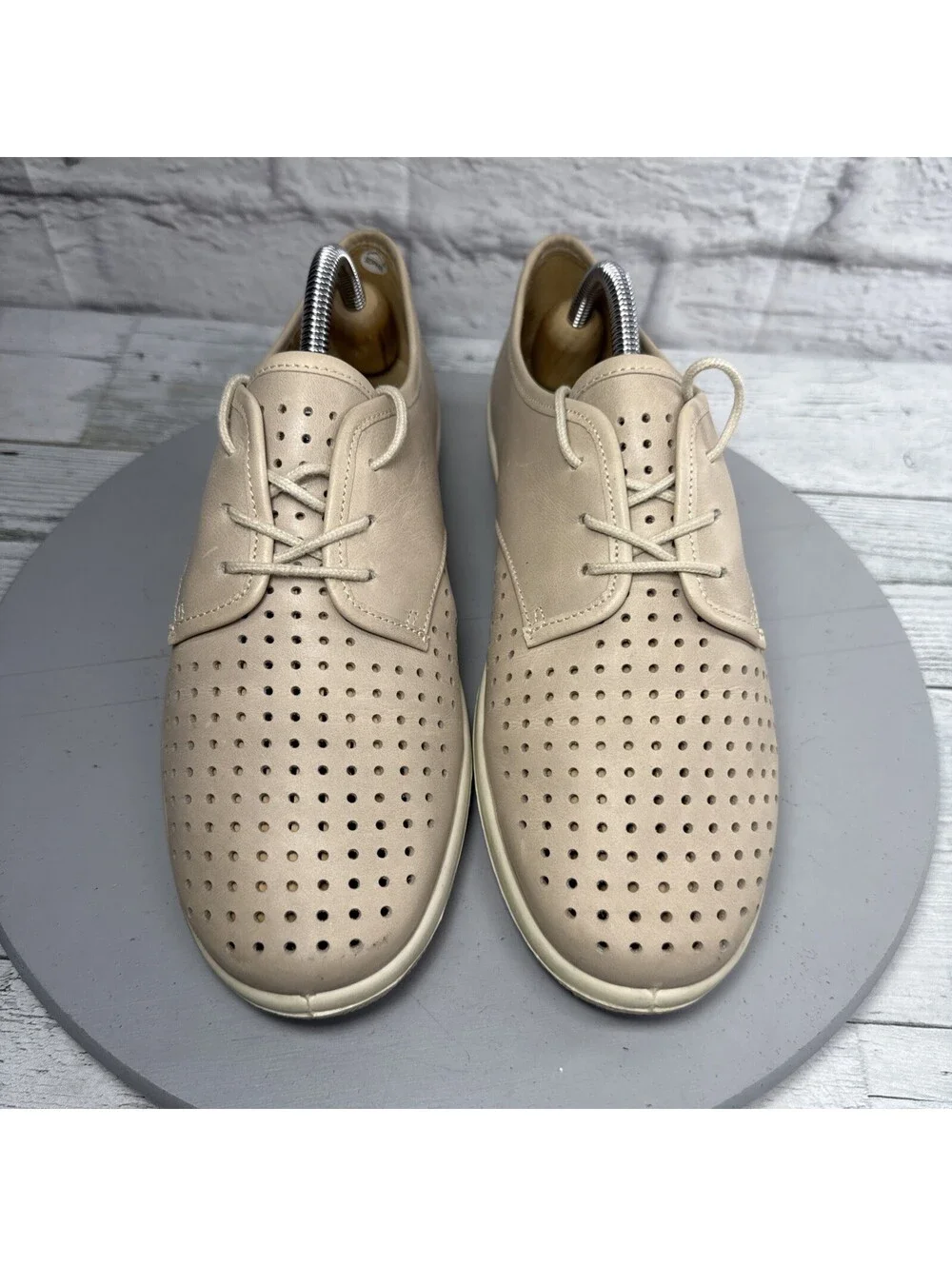 Hotter Ortholite Shoes Cushioned Women’s Beige Leather Lace Up Size 8.5